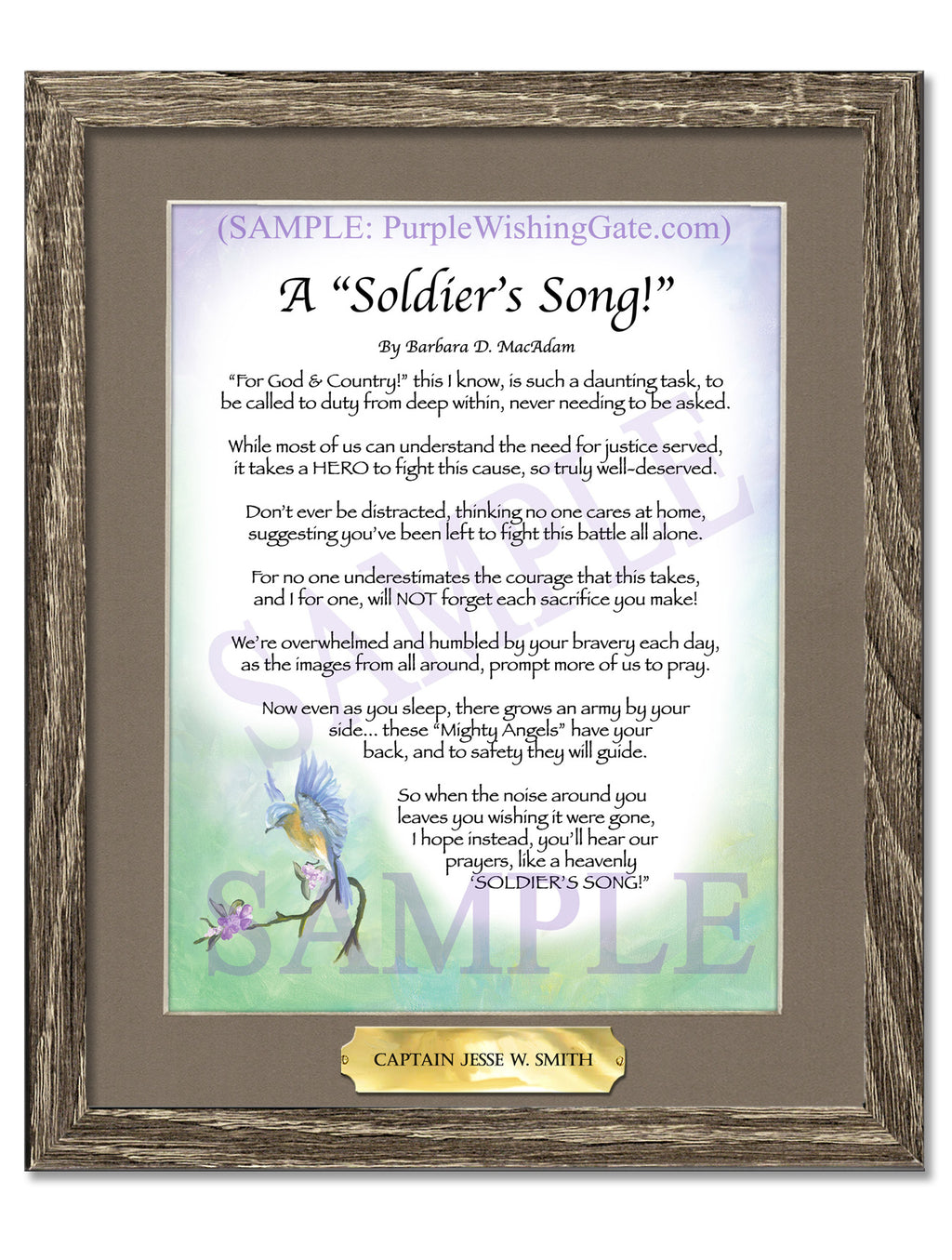A Soldier's Song: Bluebird / 8x10 w/Nameplate / 8x10 Birchwood
