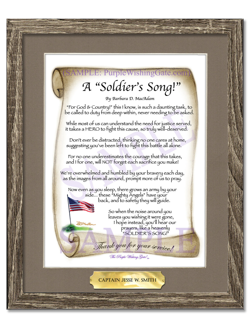 A Soldier's Song: Patriotic Scroll / 8x10 w/Nameplate / 8x10 Birchwood
