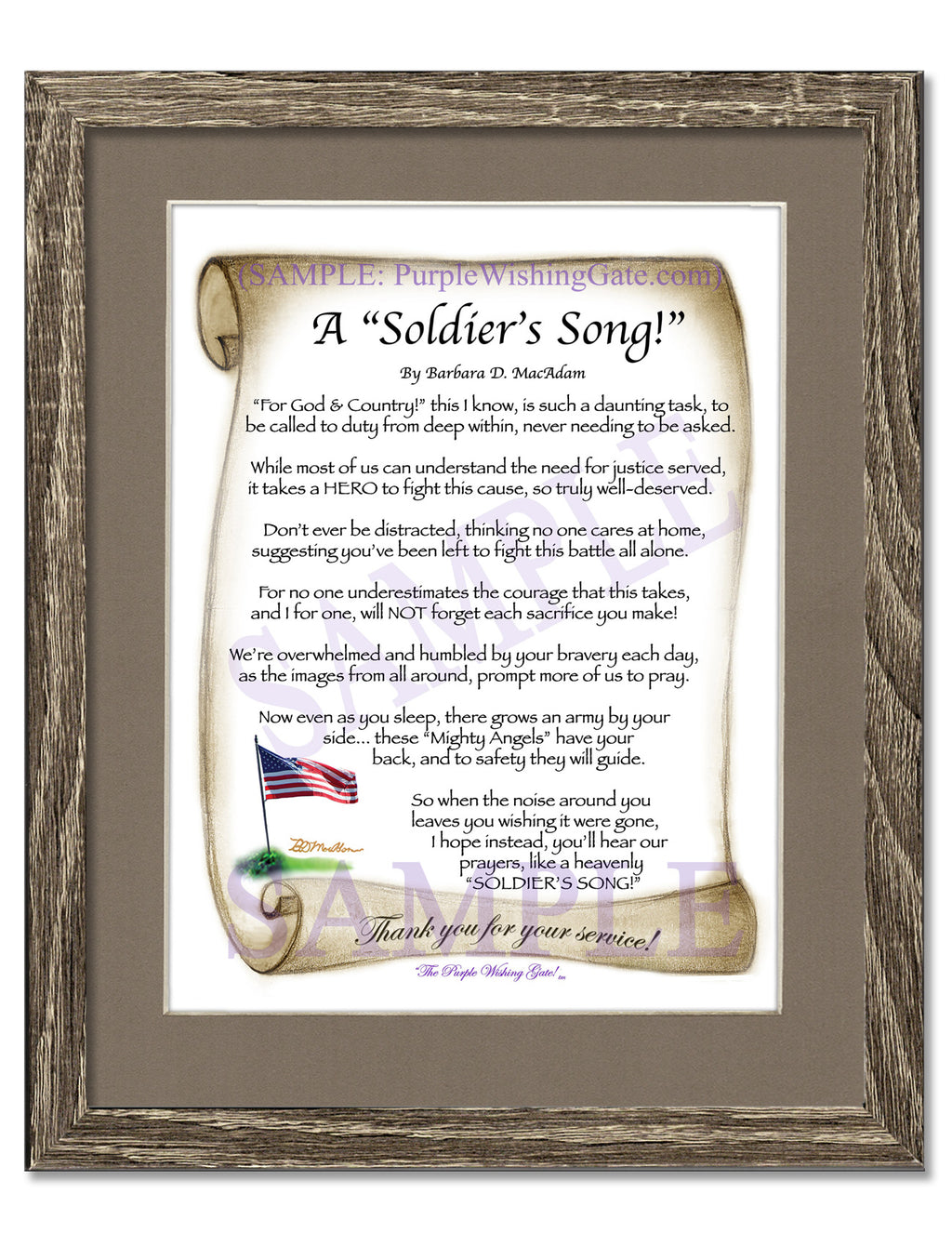 A Soldier's Song: Patriotic Scroll / 8x10 / 8x10 Birchwood

