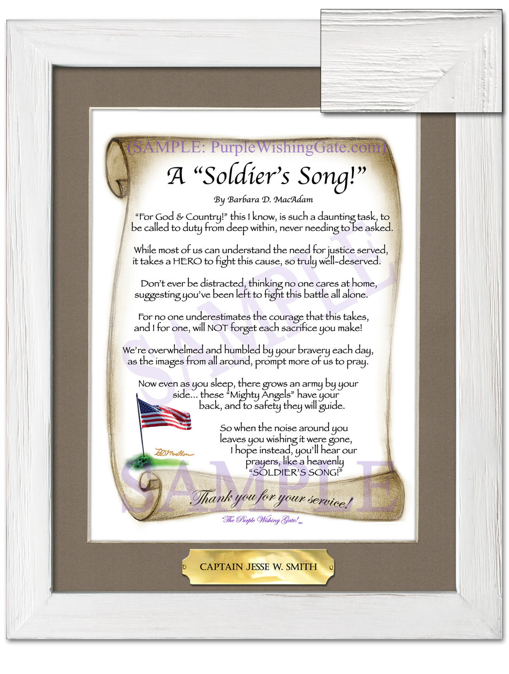 A Soldier's Song: Patriotic Scroll / 8x10 w/Nameplate / 8x10 White Wash
