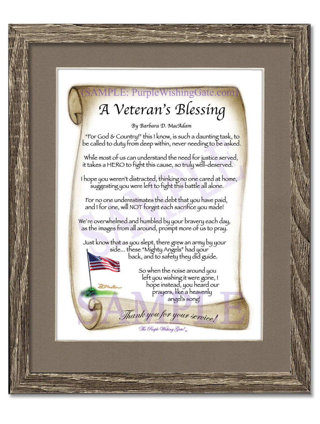 A Veteran's Blessing: Patriotic Scroll / 8x10 / 8x10 Birchwood
