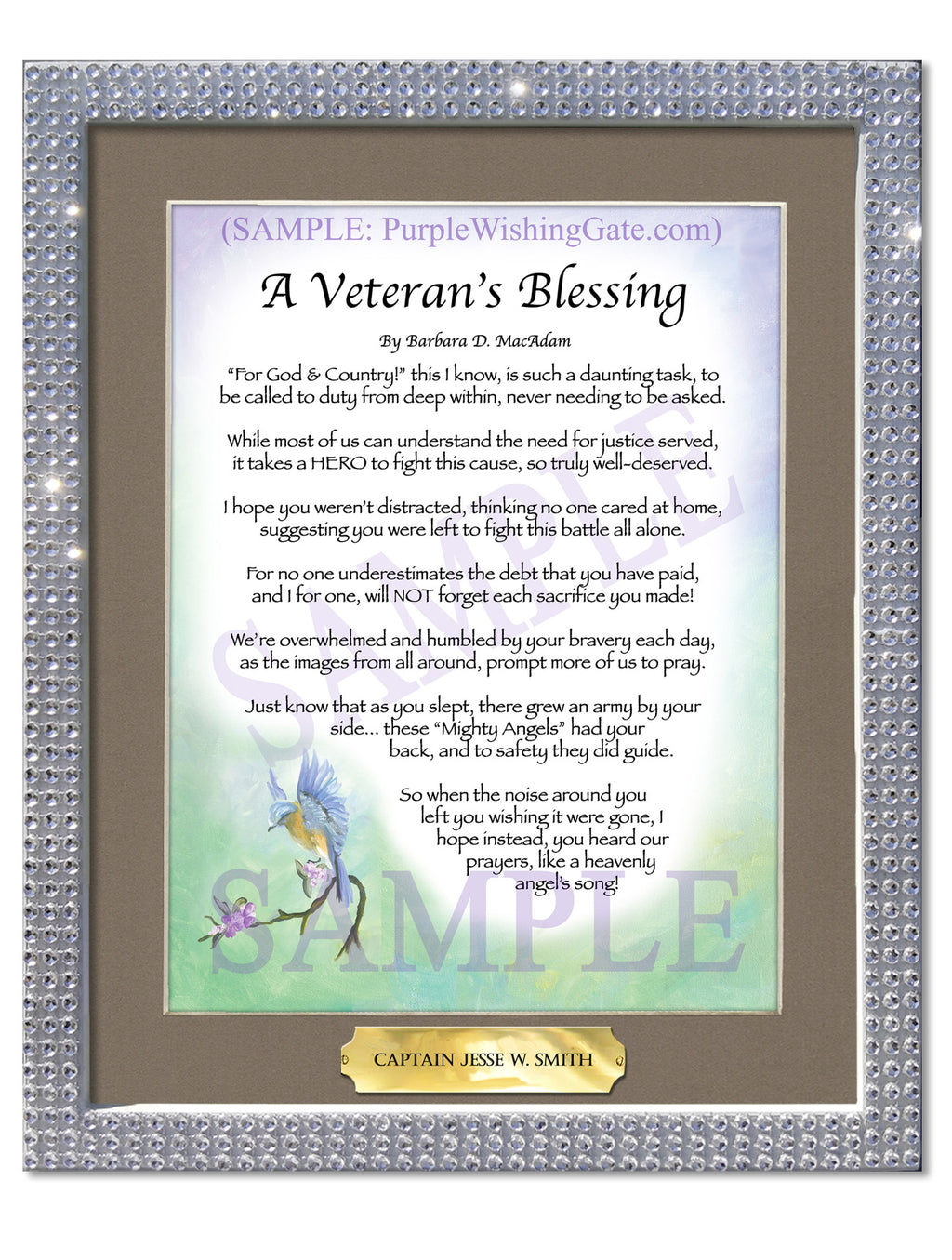A Veteran's Blessing: Bluebird / 8x10 w/Nameplate / 8x10 Silver Bling
