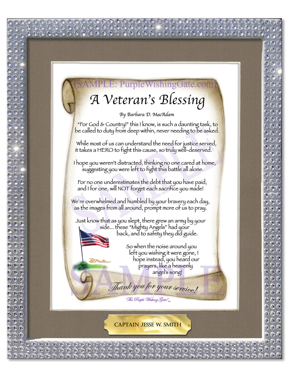 A Veteran's Blessing: Patriotic Scroll / 8x10 w/Nameplate / 8x10 Silver Bling
