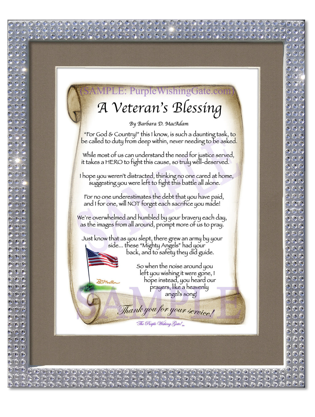 A Veteran's Blessing: Patriotic Scroll / 8x10 / 8x10 Silver Bling
