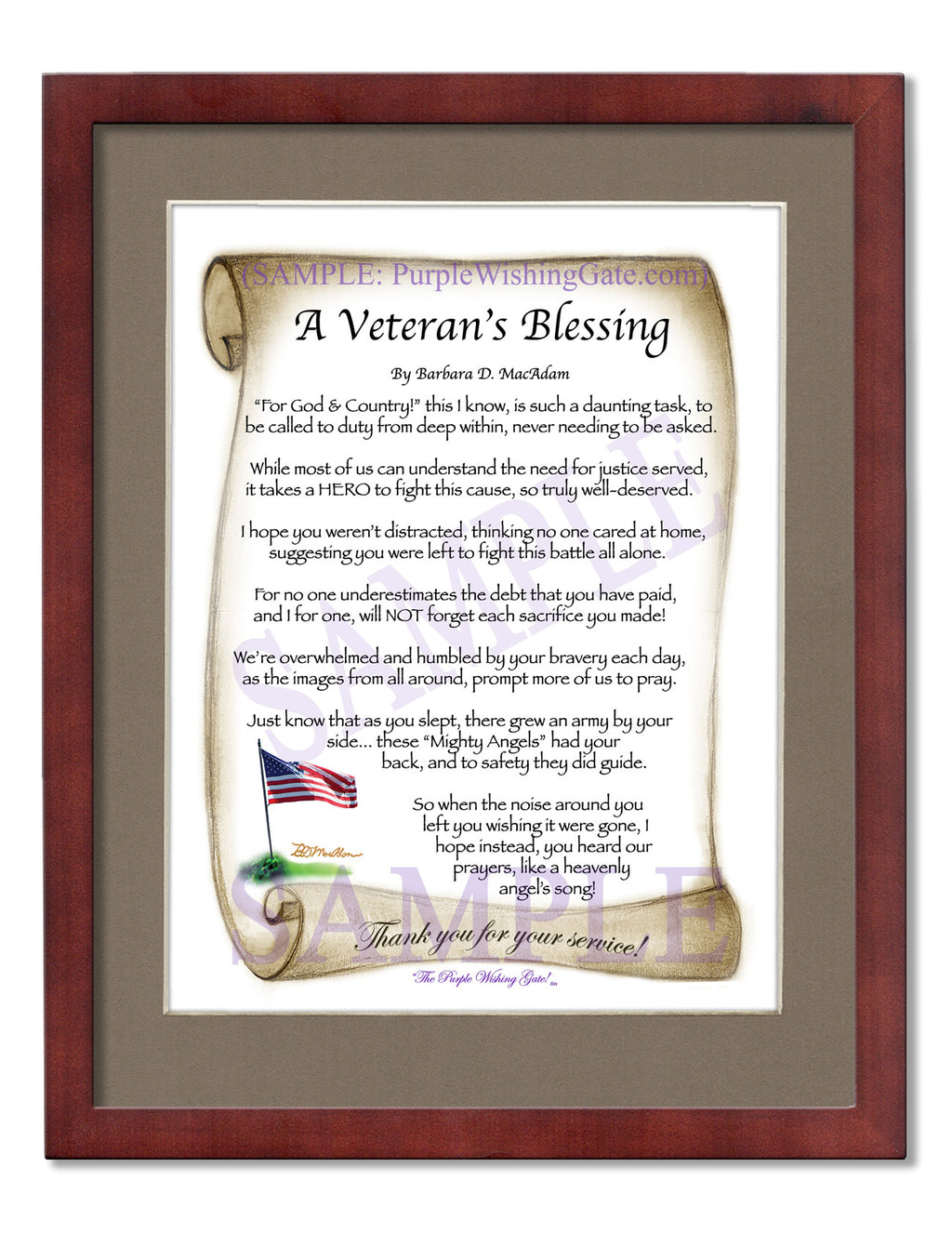 A Veteran's Blessing: Patriotic Scroll / 8x10 / 8x10 Classic Walnut
