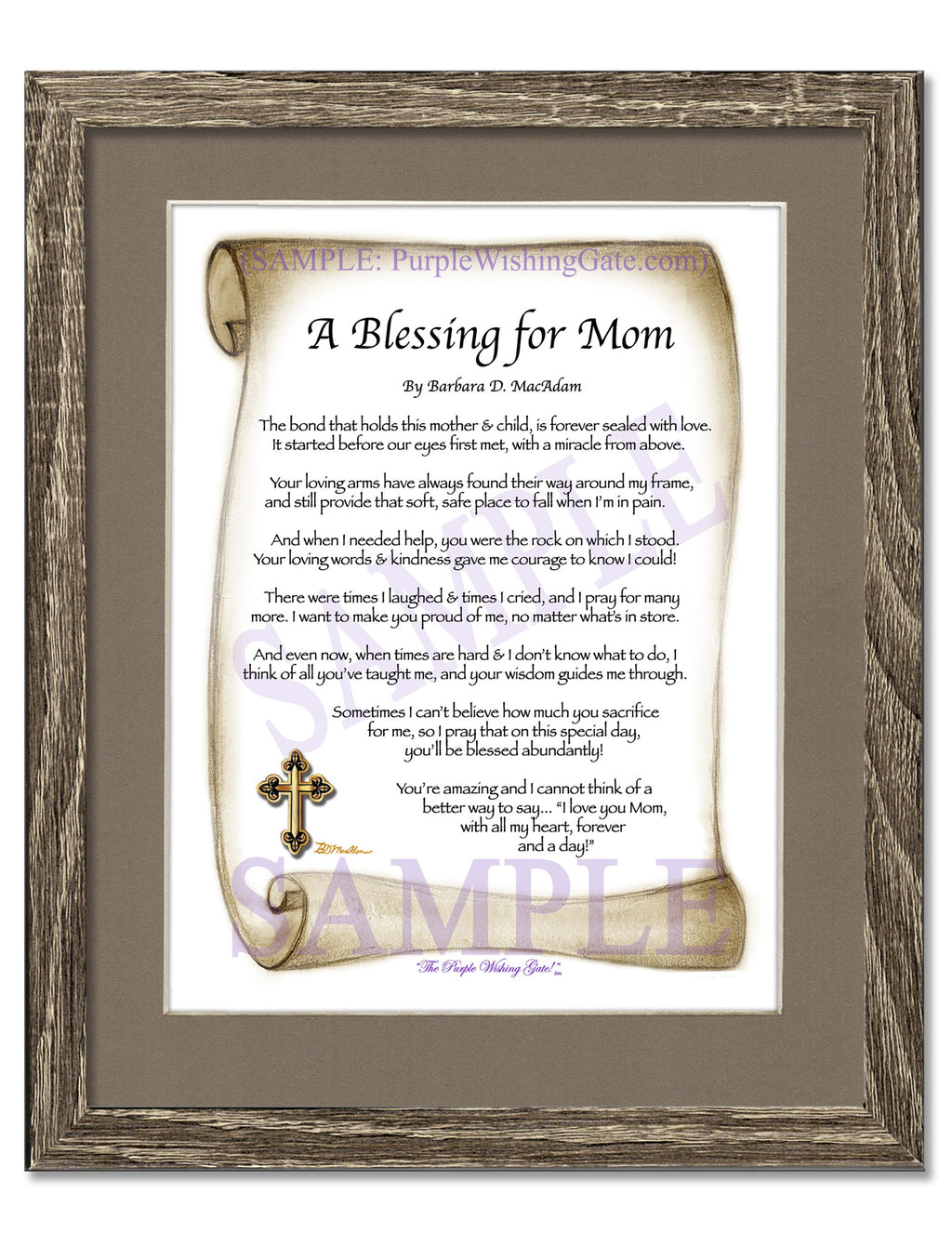 A Blessing for Mom: Sepia Scroll / 8x10 / 8x10 Birchwood
