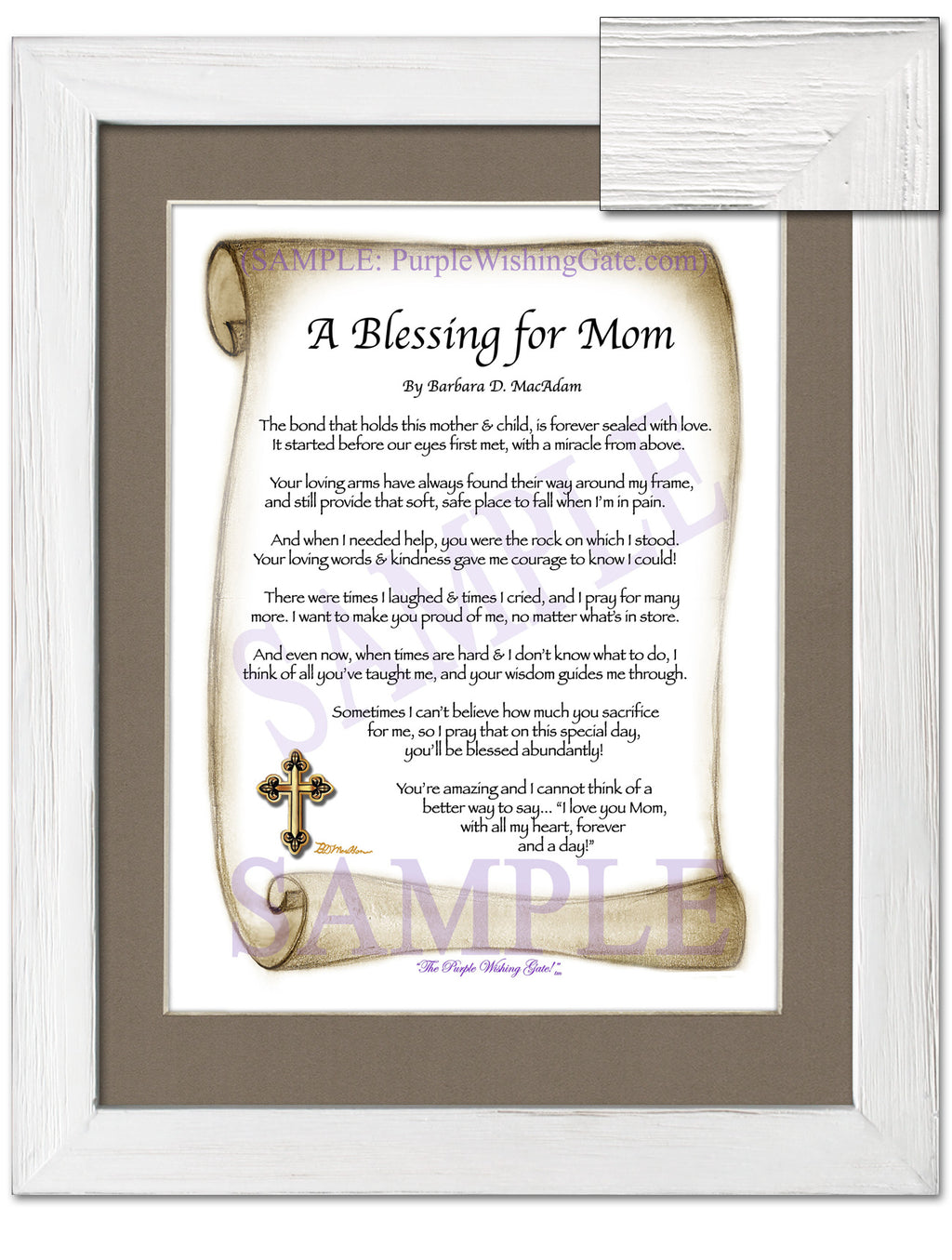 A Blessing for Mom: Sepia Scroll / 8x10 / 8x10 White Wash
