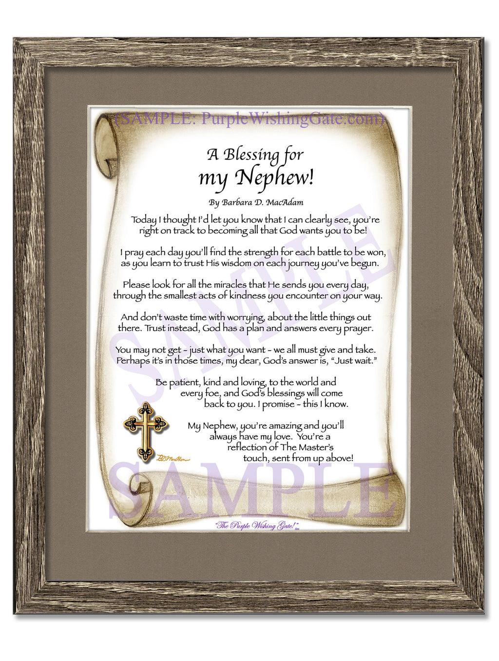 A Blessing for my Nephew (child-adult): Sepia Scroll / 8x10 / 8x10 Birchwood
