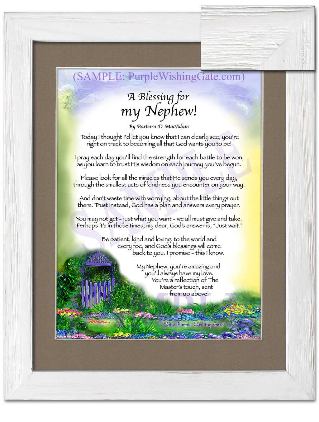 A Blessing for my Nephew (child-adult): Purple Wishing Gate / 8x10 / 8x10 White Wash
