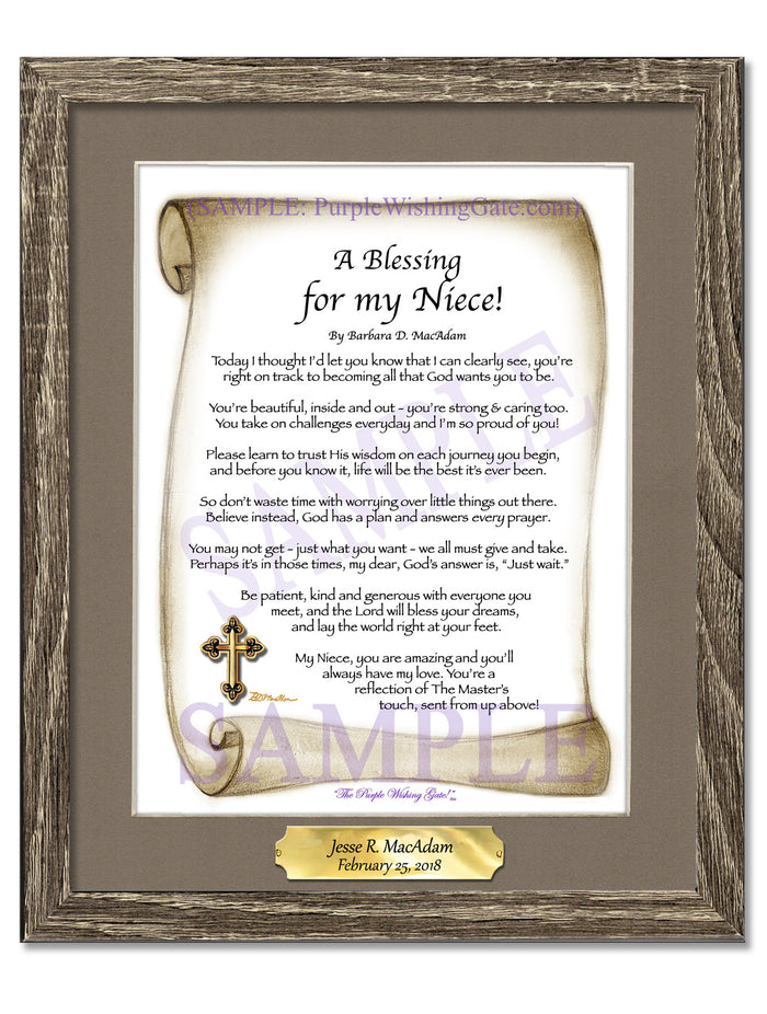 A Blessing for My Niece: Personalized, Framed Gift | PurpleWishingGate