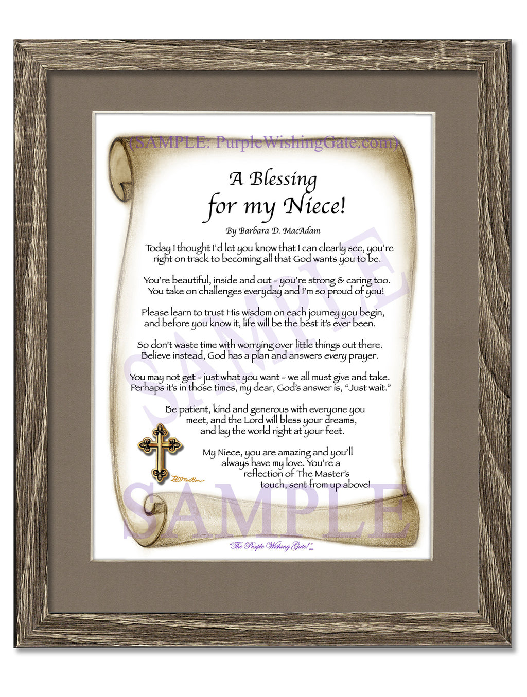 A Blessing for my Niece (child-adult): Sepia Scroll / 8x10 / 8x10 Birchwood
