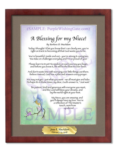 A Blessing for My Niece: Personalized, Framed Gift | PurpleWishingGate