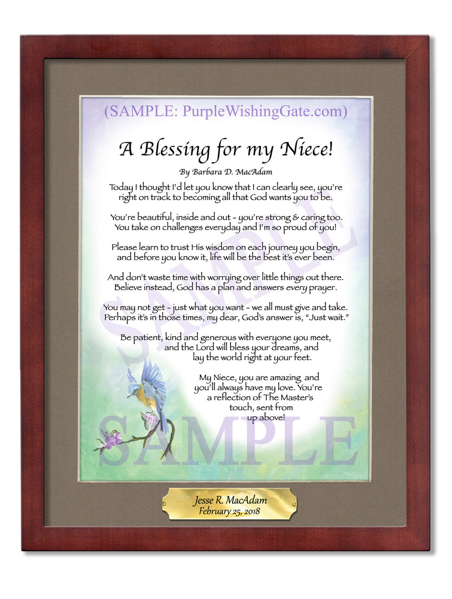 A Blessing for My Niece: Personalized, Framed Gift | PurpleWishingGate