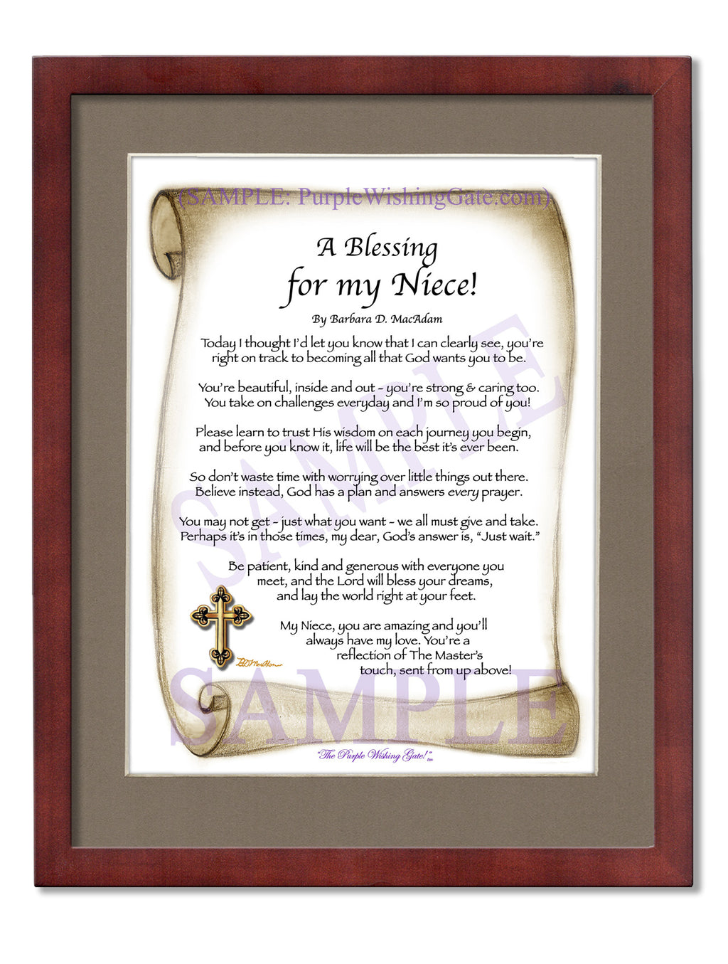 A Blessing for my Niece (child-adult): Sepia Scroll / 8x10 / 8x10 Classic Walnut
