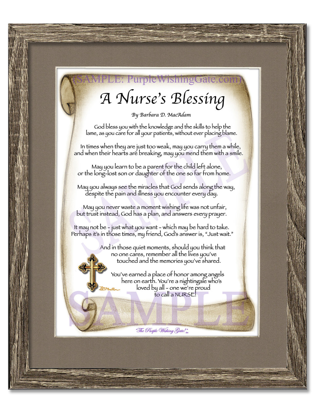 A Nurse's Blessing: Sepia Scroll / 8x10 / 8x10 Birchwood
