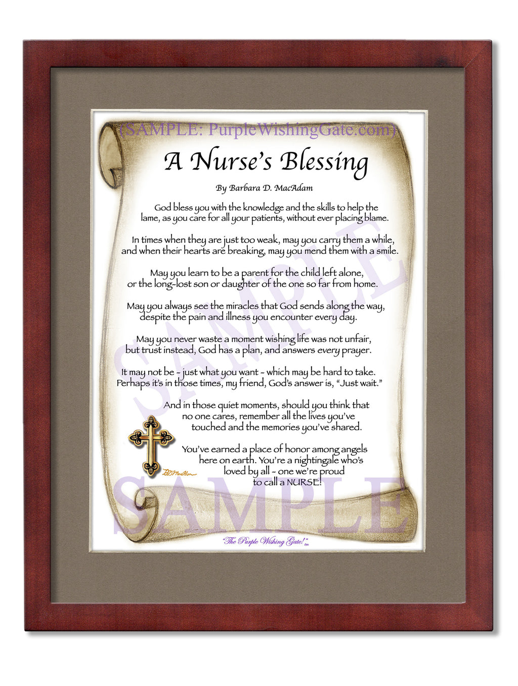 A Nurse's Blessing: Sepia Scroll / 8x10 / 8x10 Classic Walnut
