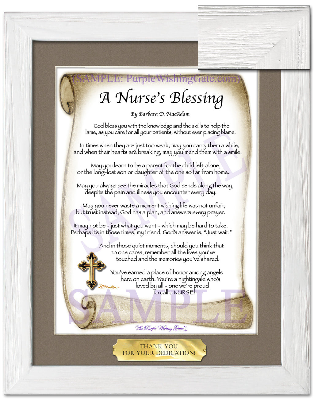 A Nurse's Blessing: Sepia Scroll / 8x10 w/Nameplate / 8x10 White Wash

