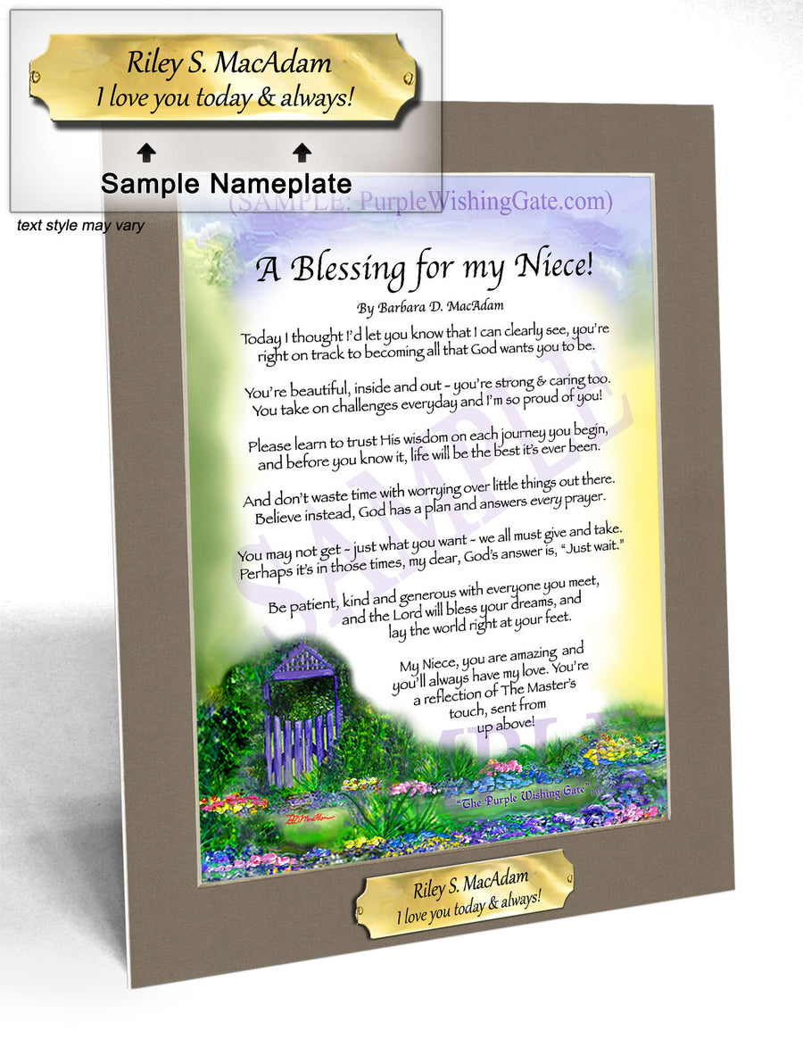 A Blessing for My Niece: Personalized, Framed Gift | PurpleWishingGate