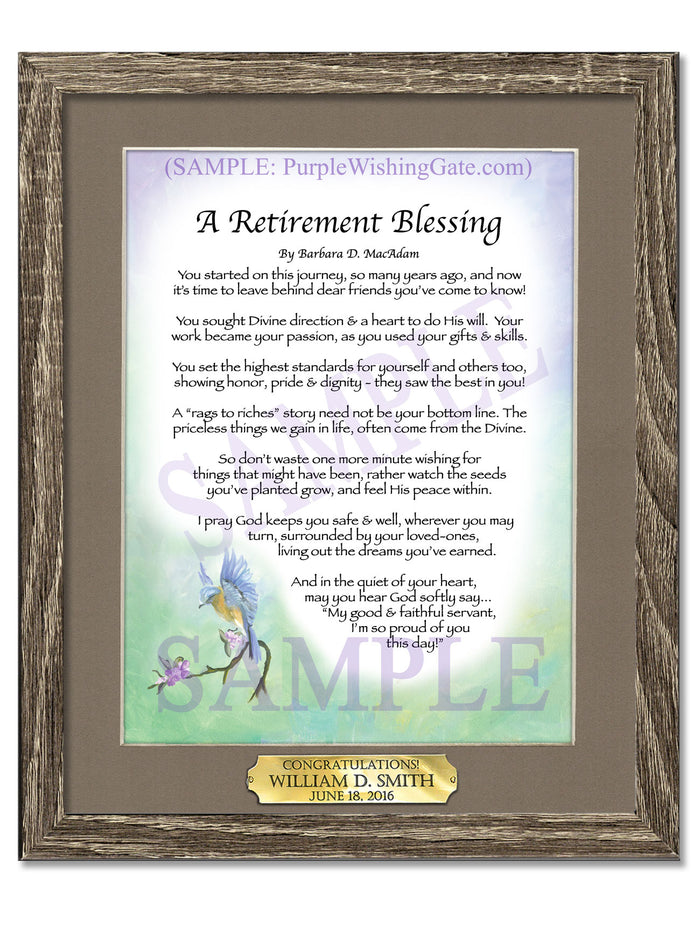 Retirement Blessing: Personalized Gift | PurpleWishingGate.com