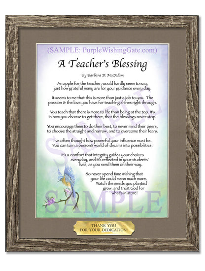 A Teacher's Blessing - Teacher's Gift - PurpleWishingGate.com