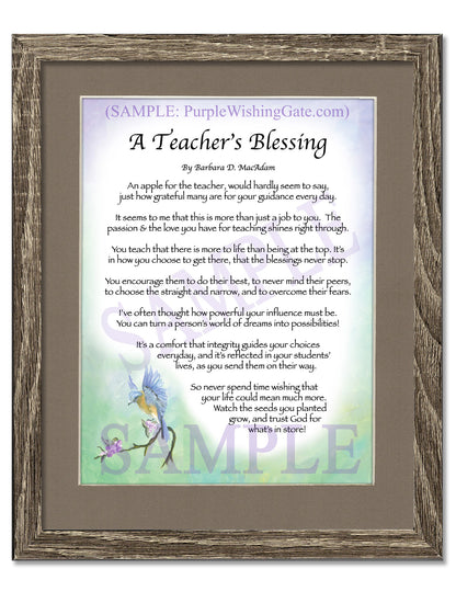 A Teacher's Blessing - Teacher's Gift - PurpleWishingGate.com