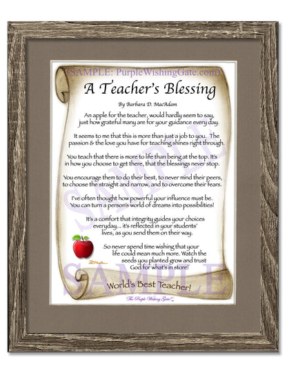 A Teacher's Blessing - Teacher's Gift - PurpleWishingGate.com