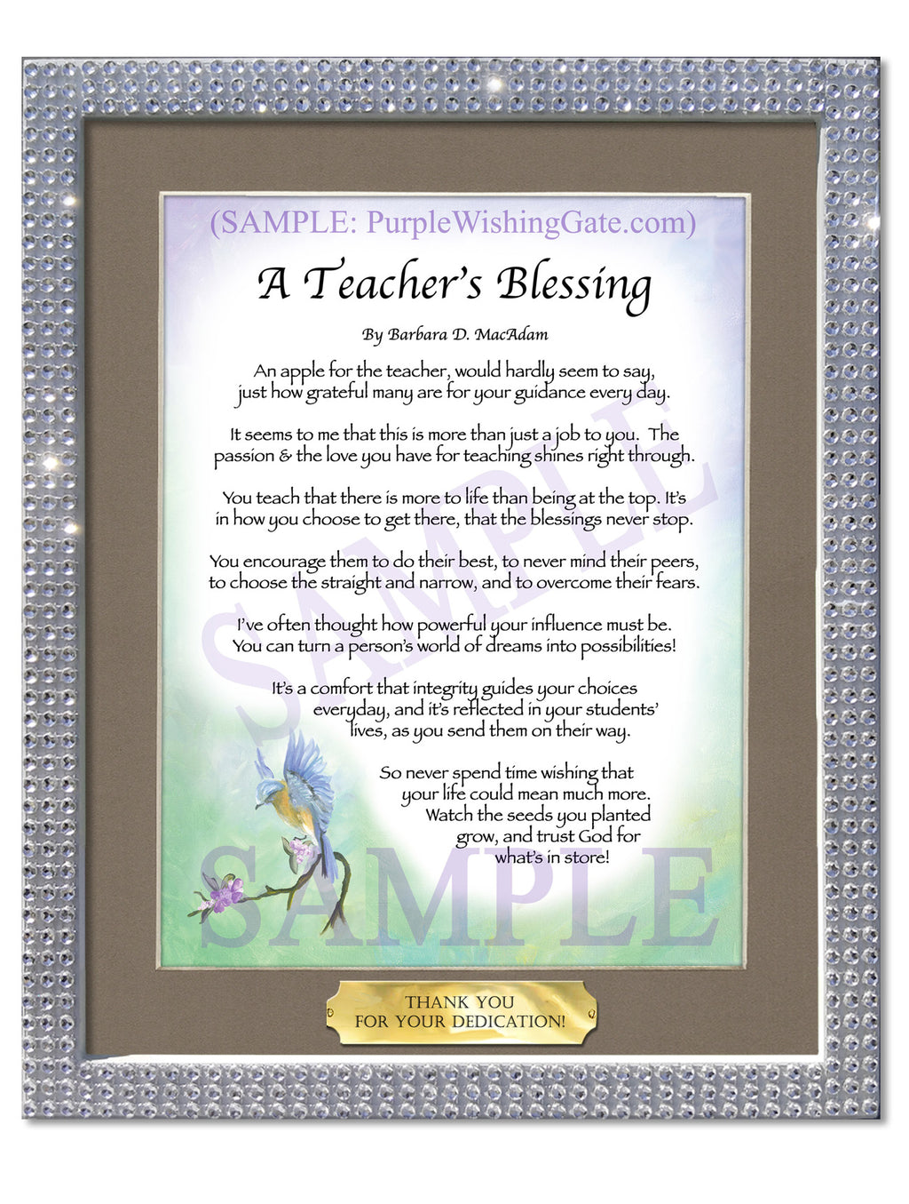 A Teacher's Blessing: Bluebird / 8x10 w/Nameplate / 8x10 Silver Bling
