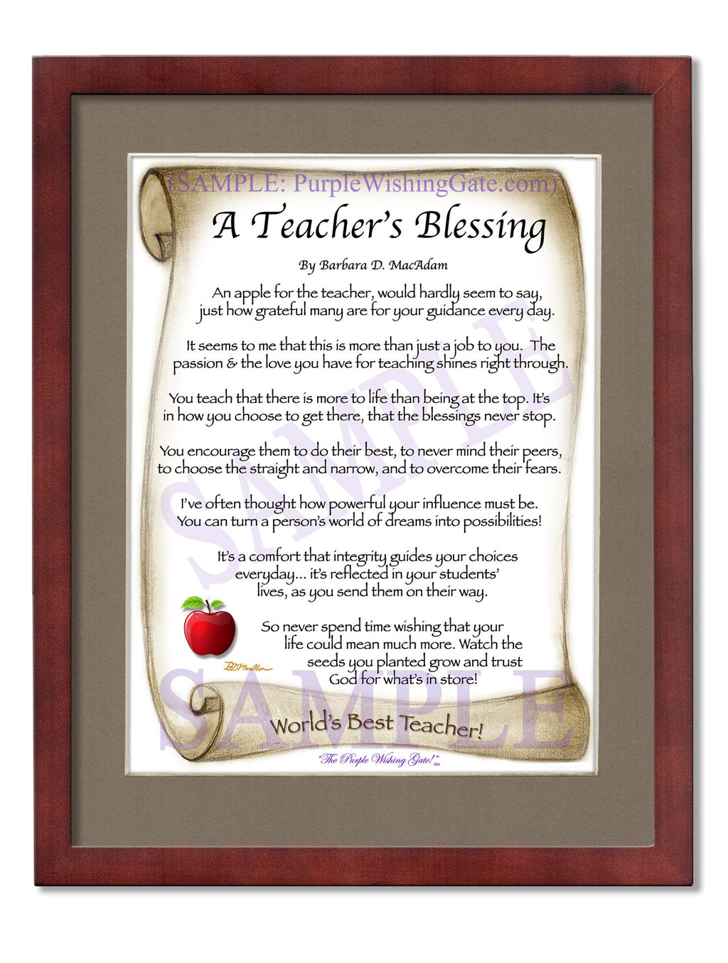 A Teacher's Blessing: Apple Scroll / 8x10 / 8x10 Classic Walnut
