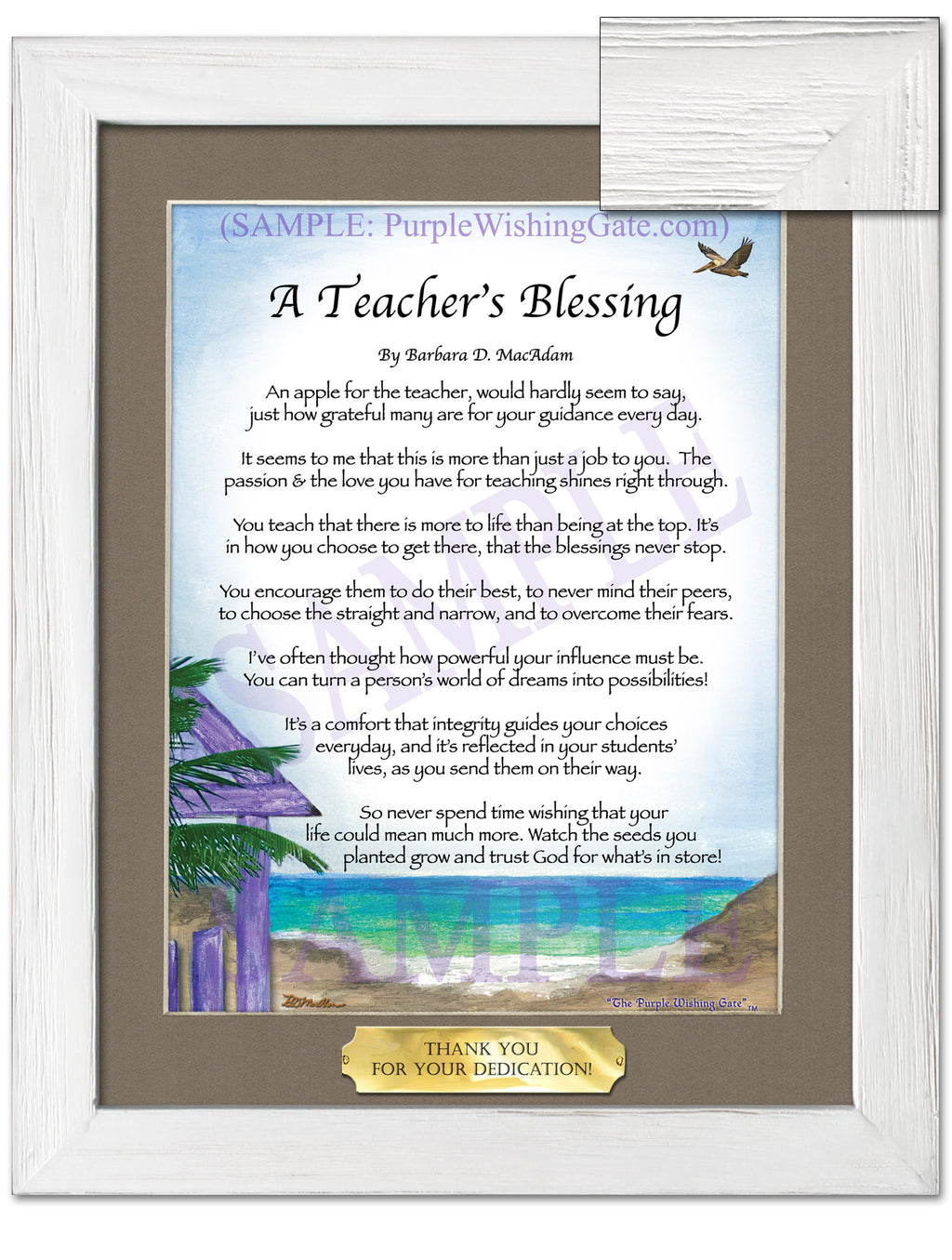 A Teacher's Blessing: Paradise Cove / 8x10 w/Nameplate / 8x10 White Wash
