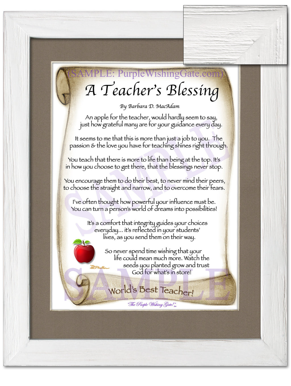 A Teacher's Blessing: Apple Scroll / 8x10 / 8x10 White Wash
