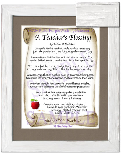 A Teacher's Blessing - Teacher's Gift - PurpleWishingGate.com