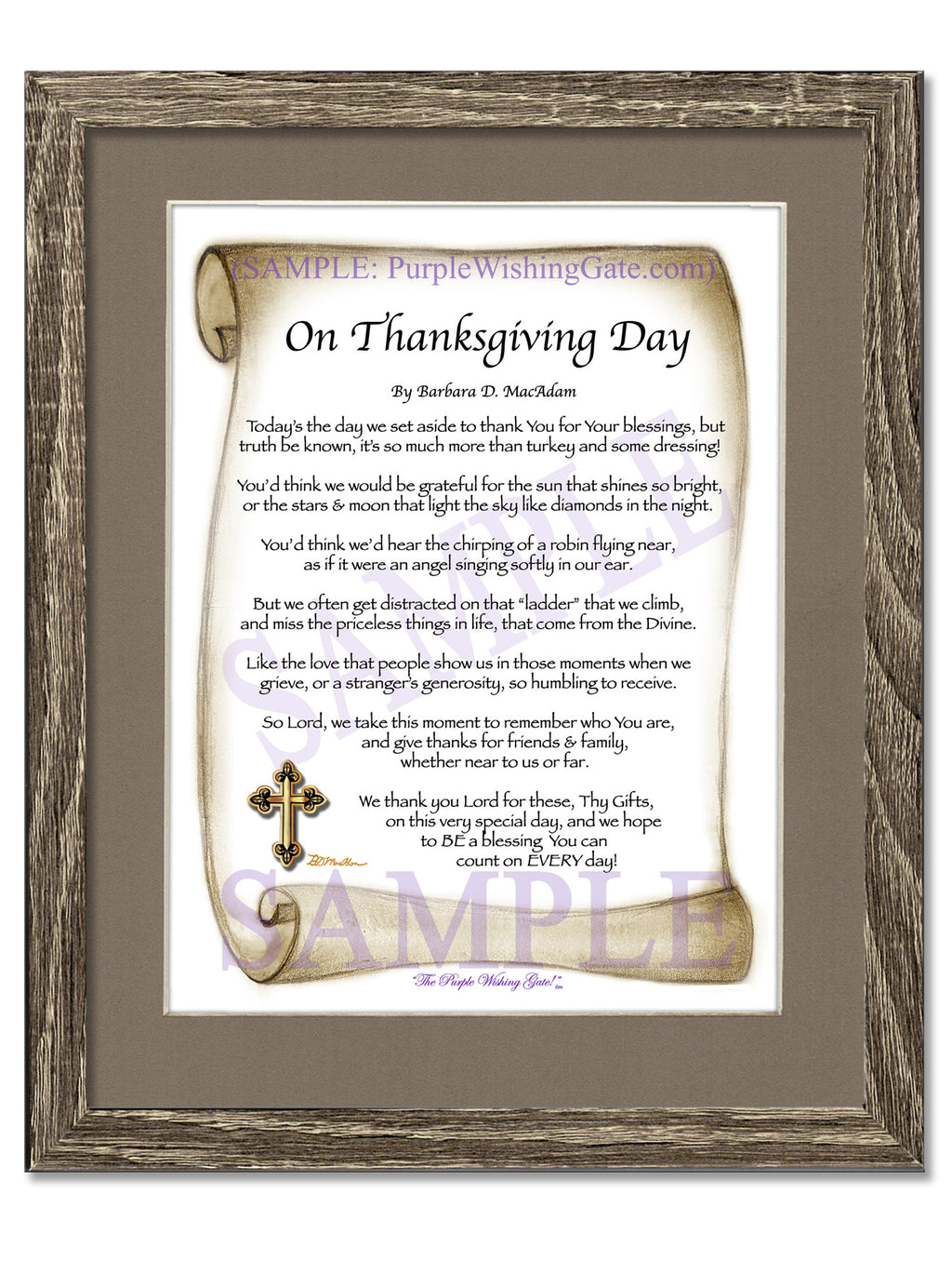 On Thanksgiving Day: Sepia Scroll / 8x10 / 8x10 Birchwood
