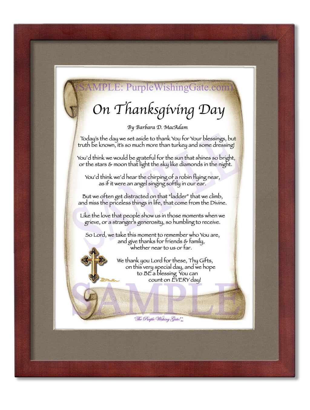 On Thanksgiving Day: Sepia Scroll / 8x10 / 8x10 Classic Walnut
