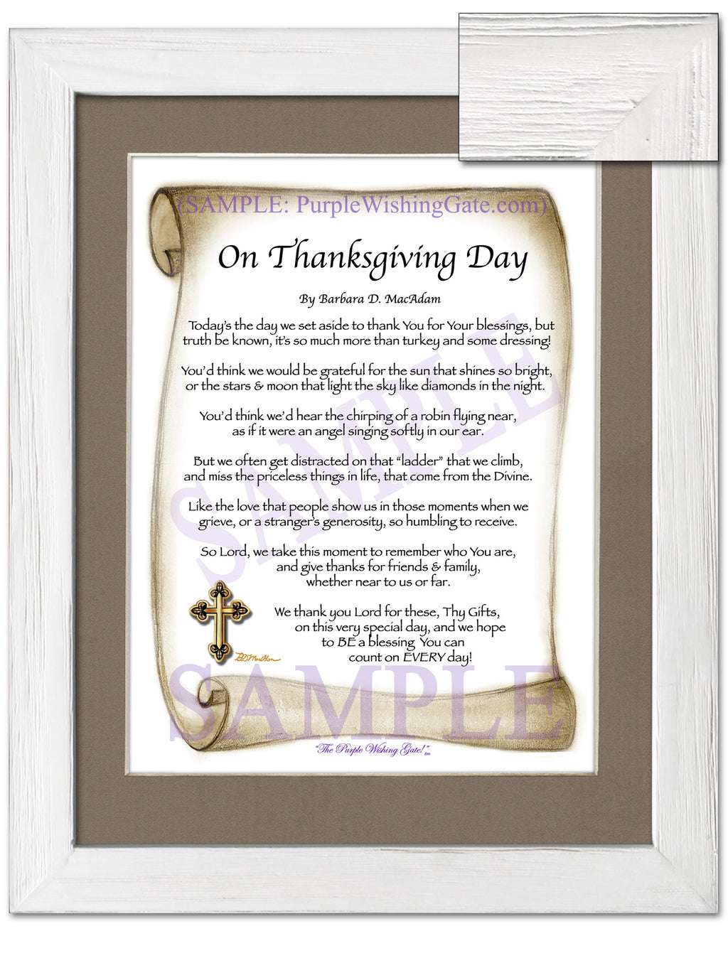 On Thanksgiving Day: Sepia Scroll / 8x10 / 8x10 White Wash

