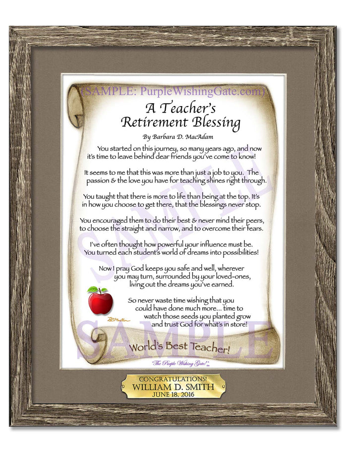 Teacher Retirement Gift: Personalized Blessing | PurpleWishingGate.com