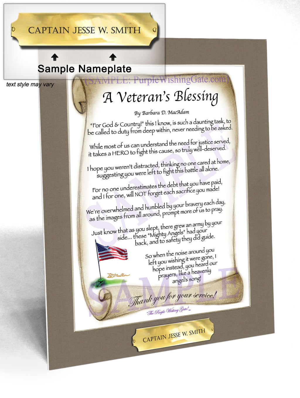 A Veteran's Blessing: Patriotic Scroll / 8x10 w/Nameplate
