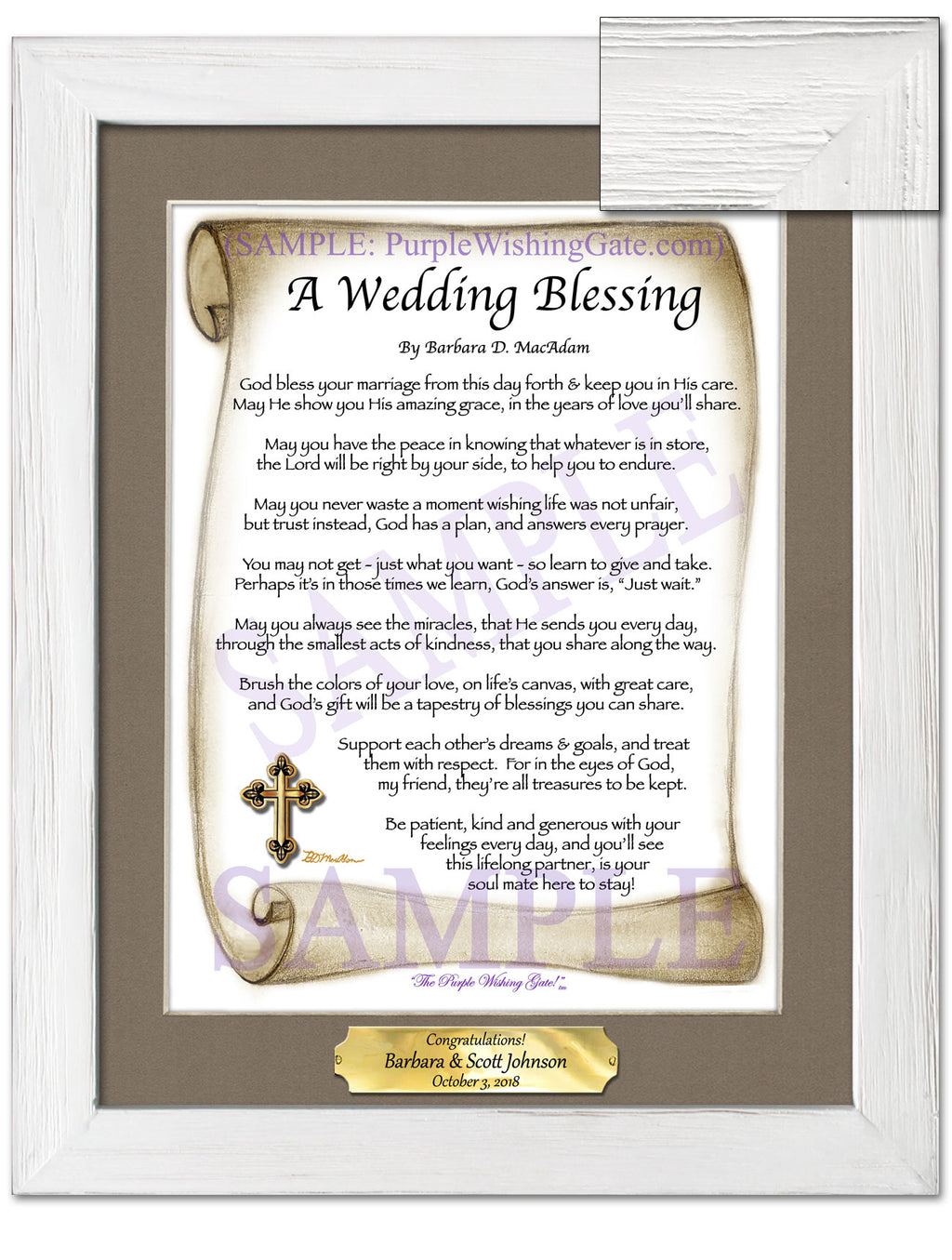 A Wedding Blessing: Sepia Scroll / 8x10 w/Nameplate / 8x10 White Wash
