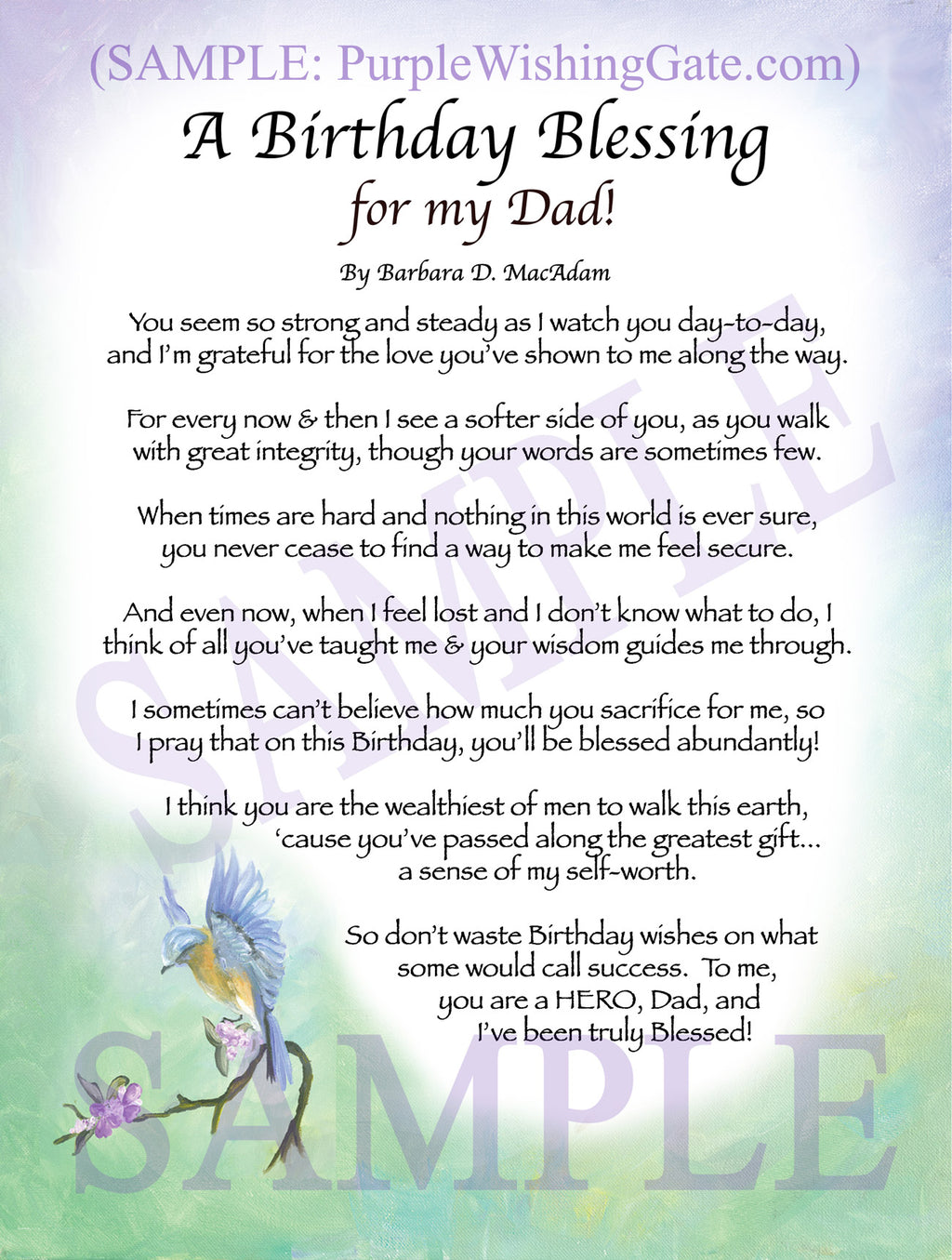 A Birthday Blessing for my Dad: Bluebird

