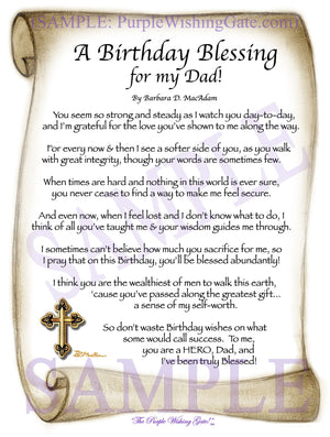 A Birthday Blessing for my Dad! - Birthday Gift - PurpleWishingGate.com