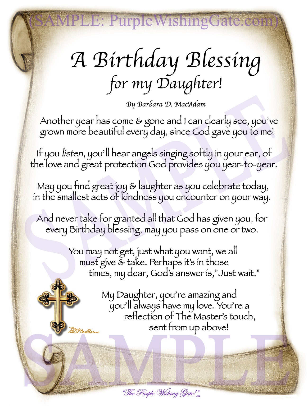 A Birthday Blessing for my Daughter! - Birthday Gift - PurpleWishingGate.com