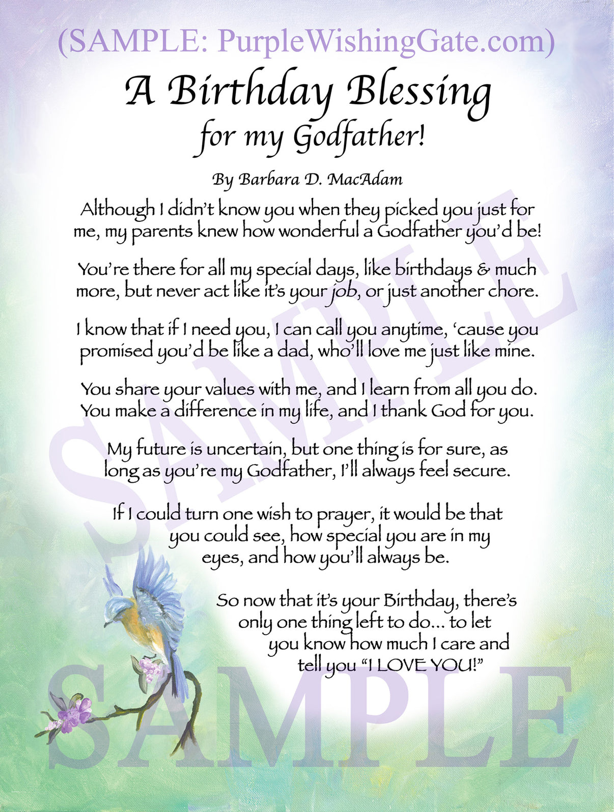 A Birthday Blessing for my Godfather! - Birthday Gift - PurpleWishingGate.com
