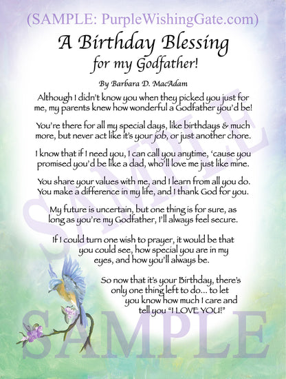 A Birthday Blessing for my Godfather! - Birthday Gift - PurpleWishingGate.com