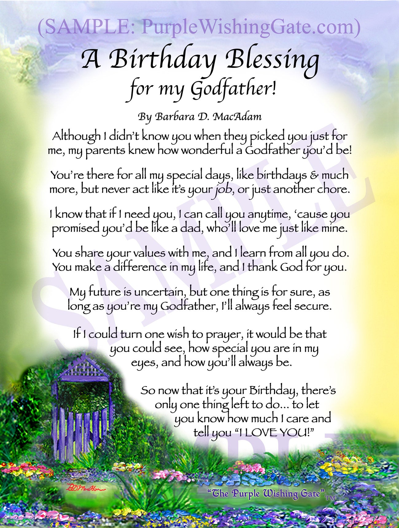 A Birthday Blessing for my Godfather! - Birthday Gift - PurpleWishingGate.com