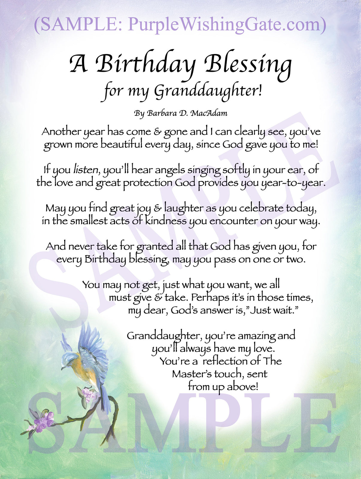 A Birthday Blessing for my Granddaughter! - Birthday Gift - PurpleWishingGate.com