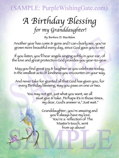 A Birthday Blessing for my Granddaughter! - Birthday Gift - PurpleWishingGate.com