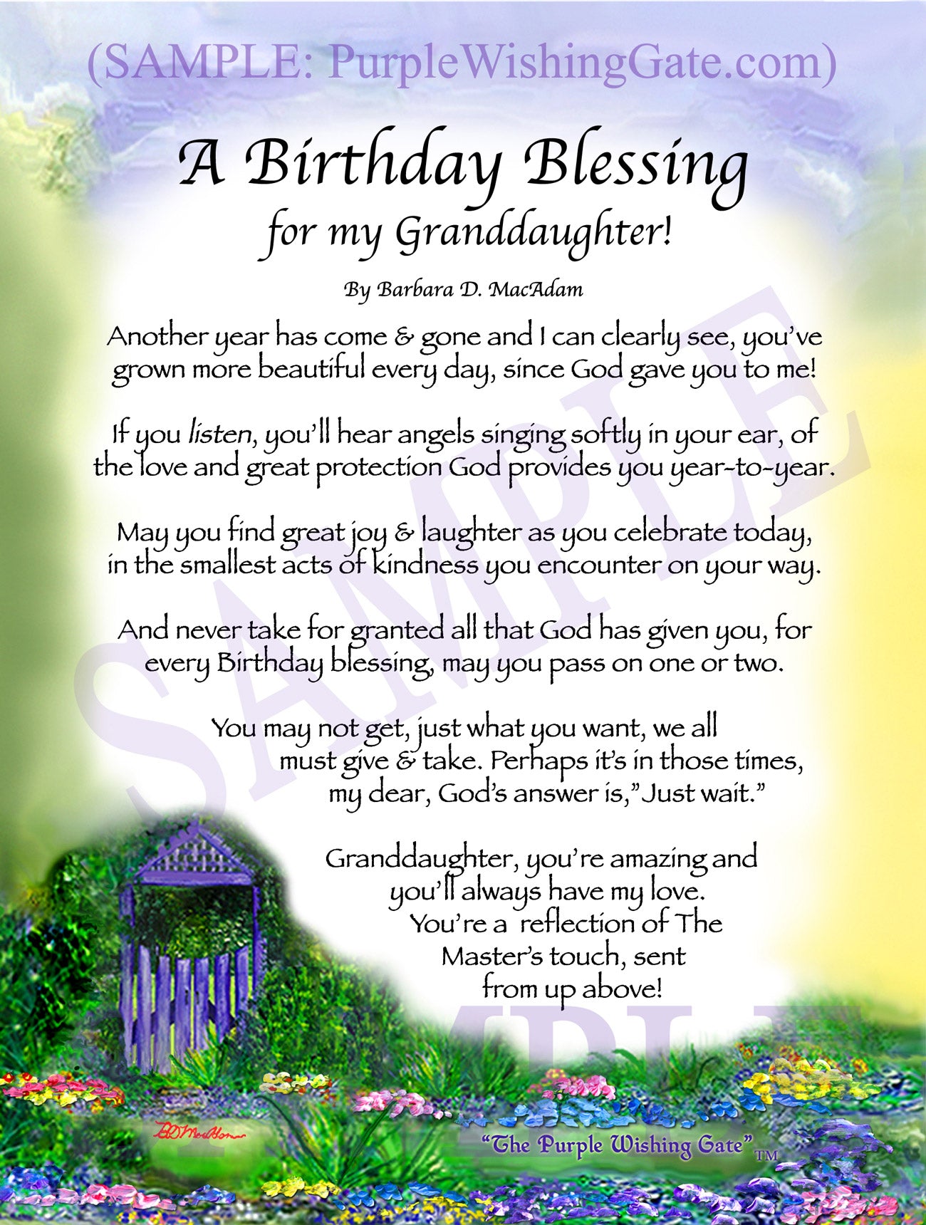 A Birthday Blessing for my Granddaughter! - Birthday Gift - PurpleWishingGate.com