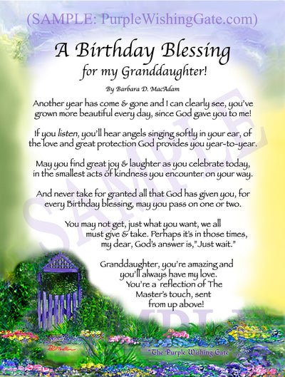 A Birthday Blessing for my Granddaughter! - Birthday Gift - PurpleWishingGate.com