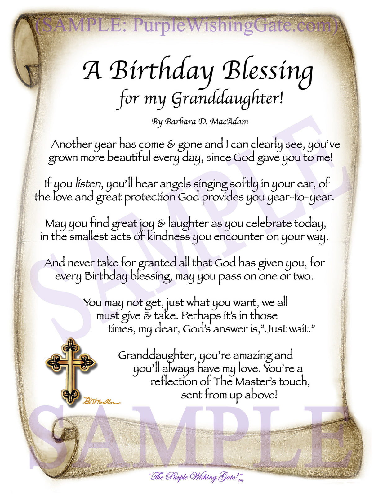 A Birthday Blessing for my Granddaughter! - Birthday Gift - PurpleWishingGate.com