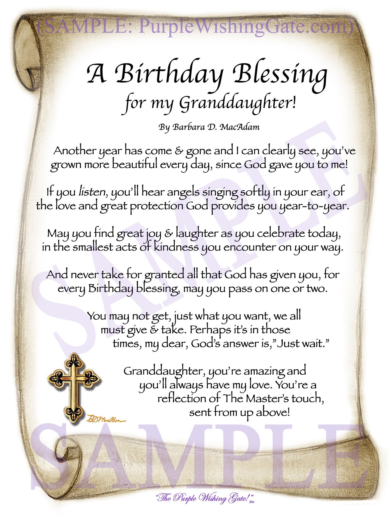 A Birthday Blessing for my Granddaughter! - Birthday Gift - PurpleWishingGate.com