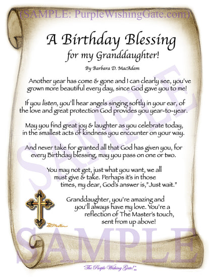 A Birthday Blessing for my Granddaughter! - Birthday Gift - PurpleWishingGate.com